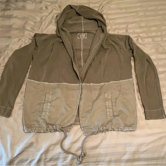 Anthropologie Postmark X-Small Green Open Front Anorak Hooded Jacket - Picture 7 of 15